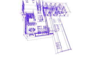 Ev kavramı kroki 3d çizim