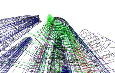 Binanın mimari 3d çizim çizim ev