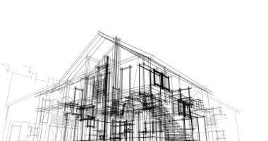 Binanın mimari 3d çizim çizim ev