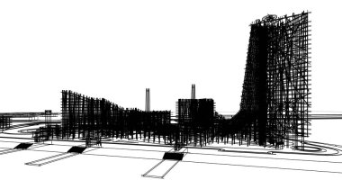 mimari çizimleri 3B illüstrasyon - illüstrasyon