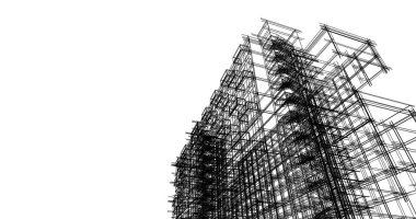 mimari çizimleri 3B illüstrasyon - illüstrasyon