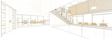 mimari çizimleri 3B illüstrasyon - illüstrasyon