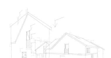 mimari çizimleri 3B illüstrasyon - illüstrasyon