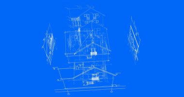 Binanın mimari 3d çizim çizim ev