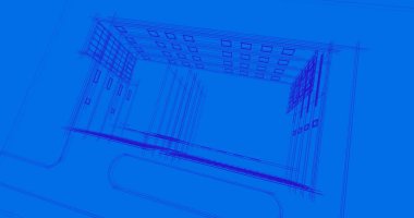 Binanın mimari 3d çizim çizim ev