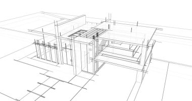 Ev kavramı kroki 3d çizim