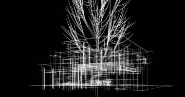 mimari çizimleri 3B illüstrasyon - illüstrasyon