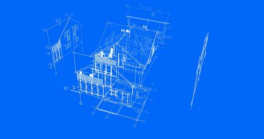 mimari çizimleri 3B illüstrasyon - illüstrasyon