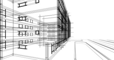 Binanın mimari 3d çizim çizim ev