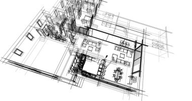 Ev kavramı kroki 3d çizim