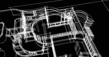 Arkaplanda mimari bina 3d illüstrasyon,