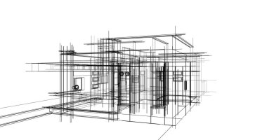 Ev kavramı kroki 3d çizim