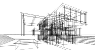 Ev kavramı kroki 3d çizim