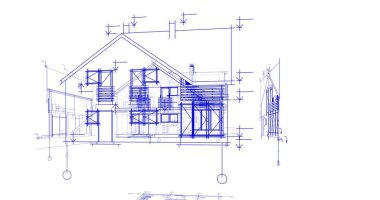 mimari çizimleri 3B illüstrasyon - illüstrasyon