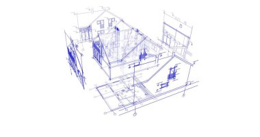 mimari çizimleri 3B illüstrasyon - illüstrasyon