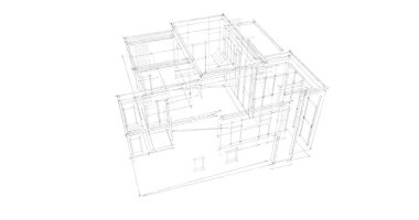 Arkaplanda mimari bina 3d illüstrasyon,