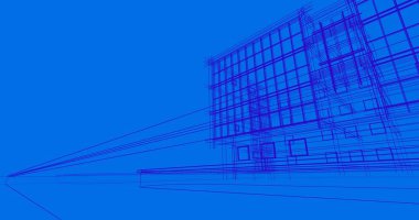 Binanın mimari 3d çizim çizim ev