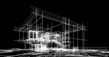 mimari çizimleri 3B illüstrasyon - illüstrasyon