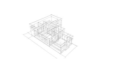 Binanın mimari 3d çizim çizim ev