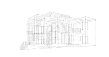 Arkaplanda mimari bina 3d illüstrasyon,