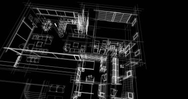 Ev kavramı kroki 3d çizim