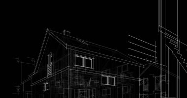 mimari çizimleri 3B illüstrasyon - illüstrasyon