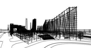 mimari çizimleri 3B illüstrasyon - illüstrasyon