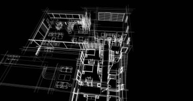 Ev kavramı kroki 3d çizim