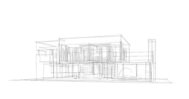 Binanın mimari 3d çizim çizim ev