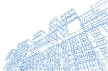 Binanın mimari 3d çizim çizim ev