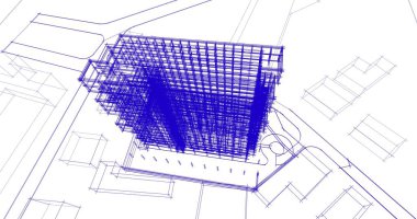 mimari çizimleri 3B illüstrasyon - illüstrasyon