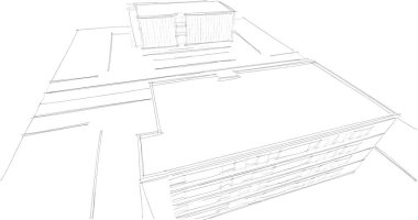 Binanın mimari 3d çizim çizim ev