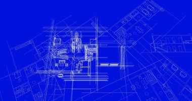 Binanın mimari 3d çizim çizim ev