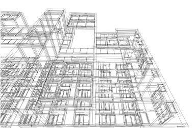 mimari çizimleri 3B illüstrasyon - illüstrasyon