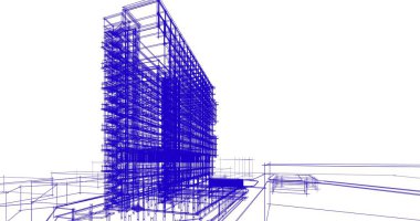 mimari çizimleri 3B illüstrasyon - illüstrasyon