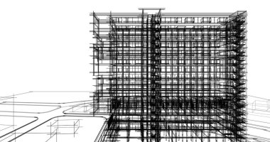 mimari çizimleri 3B illüstrasyon - illüstrasyon