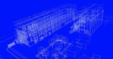 mimari çizimleri 3B illüstrasyon - illüstrasyon