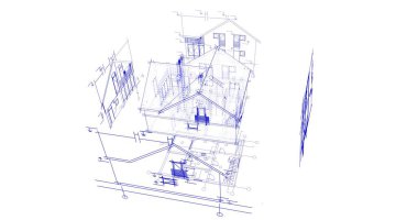 mimari çizimleri 3B illüstrasyon - illüstrasyon