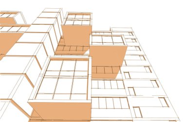 mimari çizimleri 3B illüstrasyon - illüstrasyon