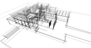 Ev kavramı kroki 3d çizim