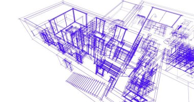 Ev kavramı kroki 3d çizim