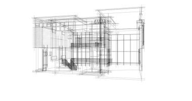 Arkaplanda mimari bina 3d illüstrasyon,