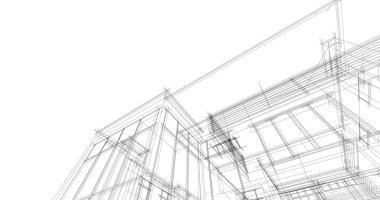 Arkaplanda mimari bina 3d illüstrasyon,