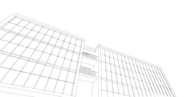 Binanın mimari 3d çizim çizim ev