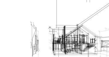 mimari çizimleri 3B illüstrasyon - illüstrasyon