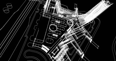 Binanın mimari 3d çizim çizim ev