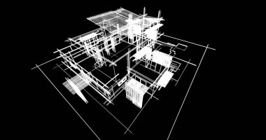 Ev kavramı kroki 3d çizim