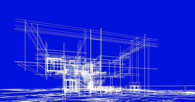 mimari çizimleri 3B illüstrasyon - illüstrasyon
