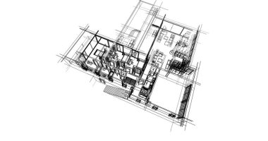 Ev kavramı kroki 3d çizim