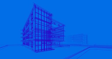 Binanın mimari 3d çizim çizim ev